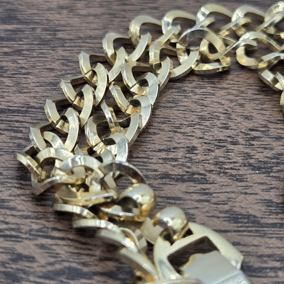 Vintage Signed TARA Choker Necklace GoldTone Rings Shape Chunky Retro 16” - Picture 8 of 11